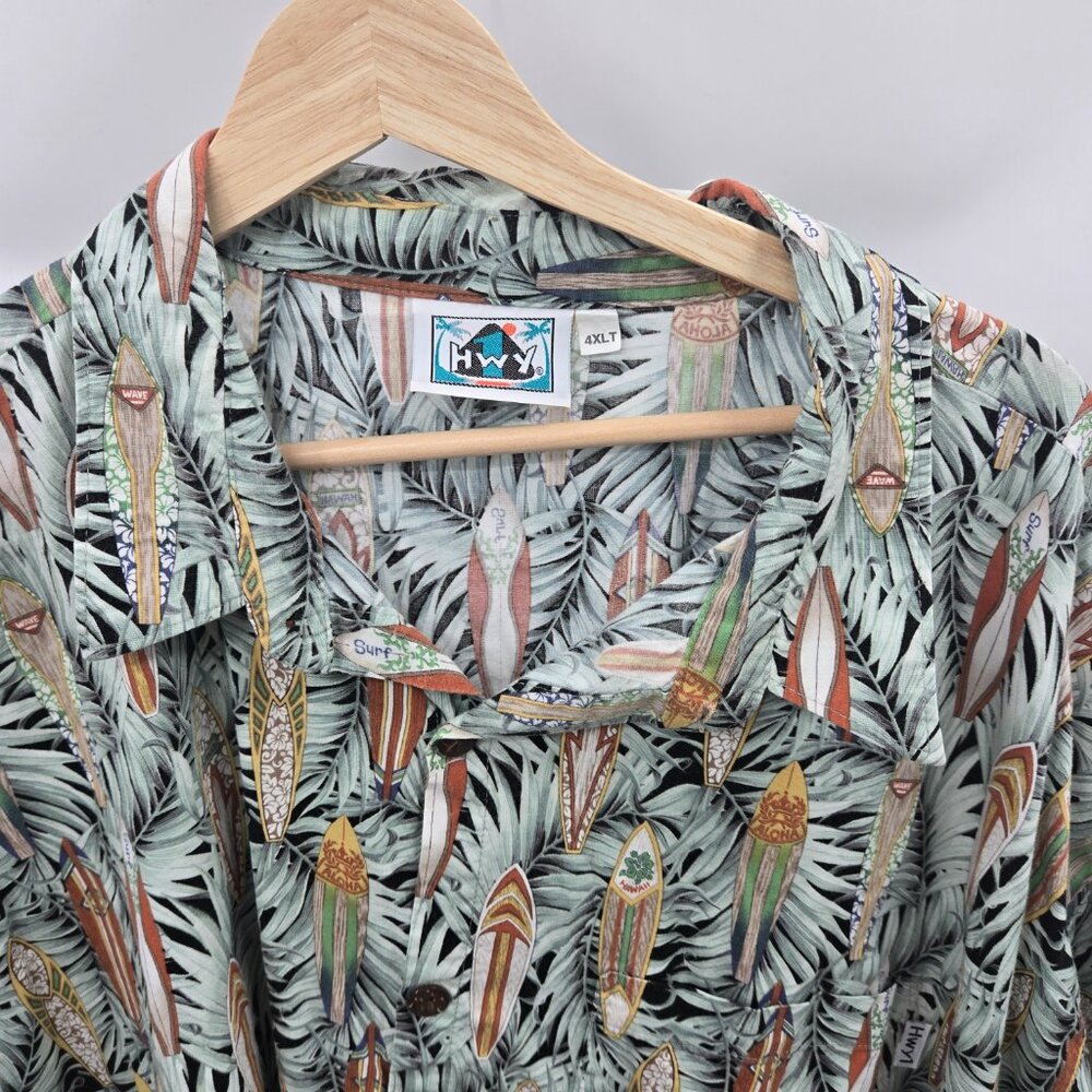 HWY 1 Hawaiian Tropical Surfboard Made In USA Button Down Size 4XLT - Picture 10 of 12